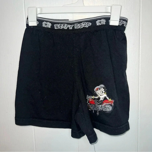 Size Medium Black Betty Boop Embroidered Biker boxer shorts with motorcycle - Picture 2 of 4